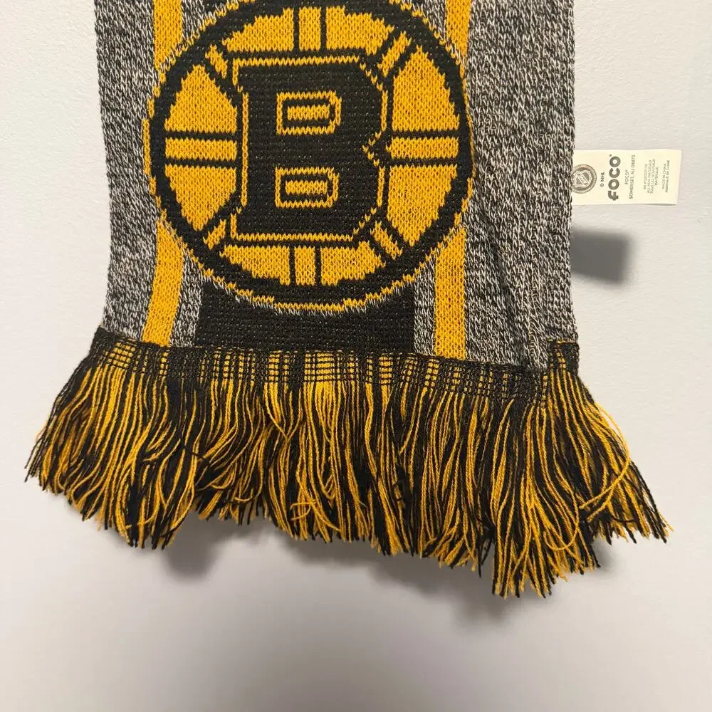 Boston Bruins Hockey NHL Scarf Black, Yellow, Grey NWT